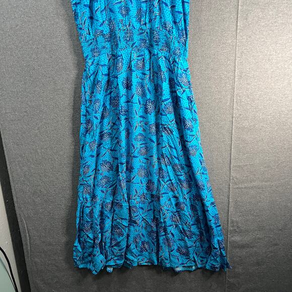 Destination 365 Short-Sleeve Midi Dress with Smo Turquoise Floral Size Small - Picture 4 of 13